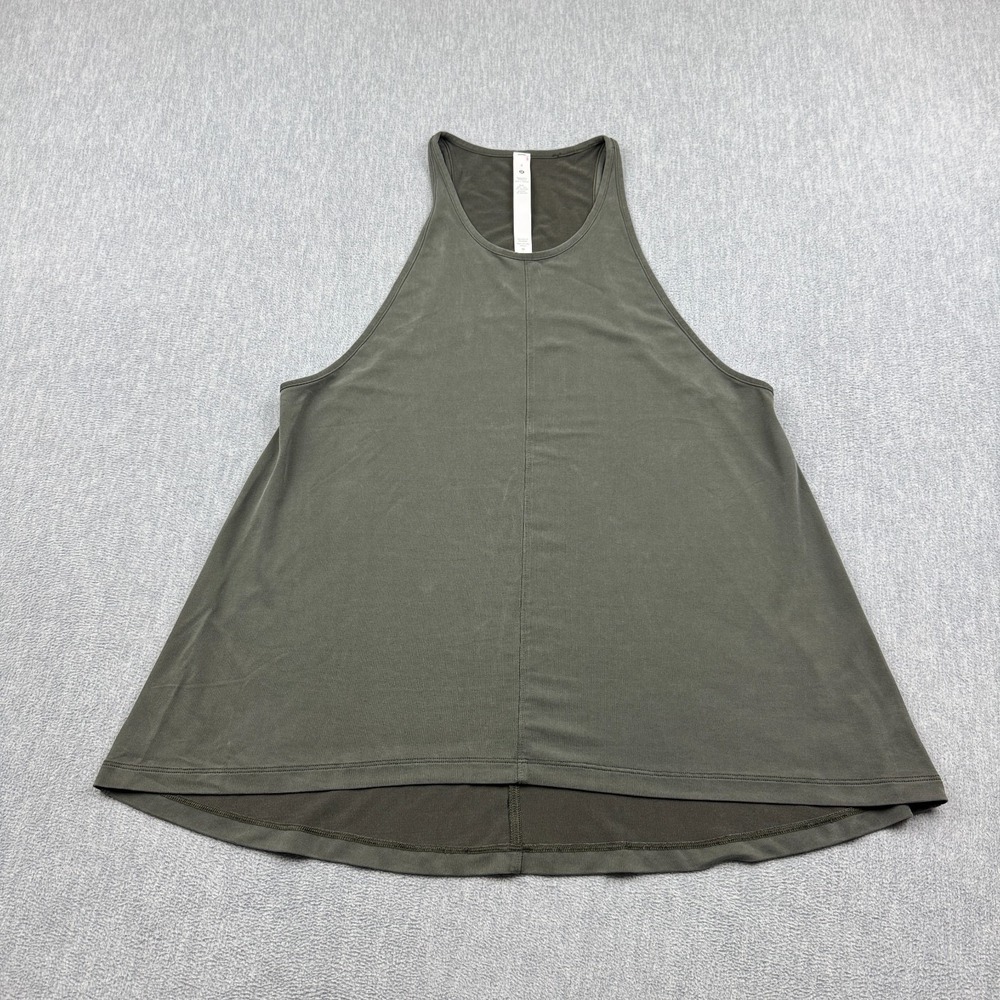 Lululemon Tank Top Womens 4 Green High Neck Racerback Loose Fit Yoga Workout Gym
